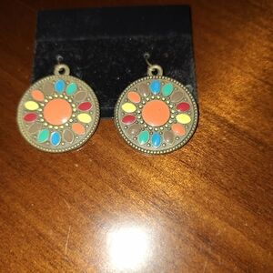 Multi Colored Stone Flower Earrings